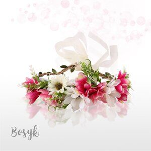 Rainbow Daisy Headband-Raspberry Red-Ivory -Headband For Girls- Headband Flower